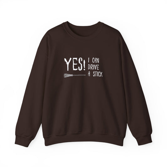 Festive Threads | Halloween Yes, I Can Drive a Stick Unisex Heavy Blend™ Crewneck Sweatshirt