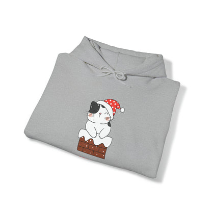 Festive Threads | Christmas Chimney Cat Unisex Heavy Blend™ Hooded Sweatshirt