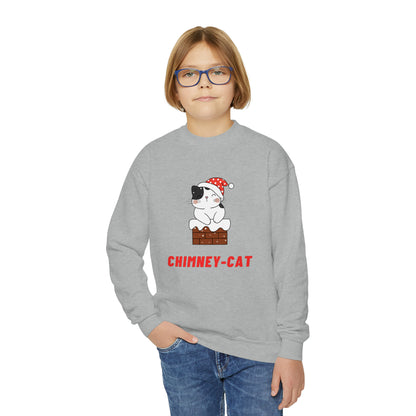 Festive Threads | Christmas Chimney Cat Youth Crewneck Sweatshirt