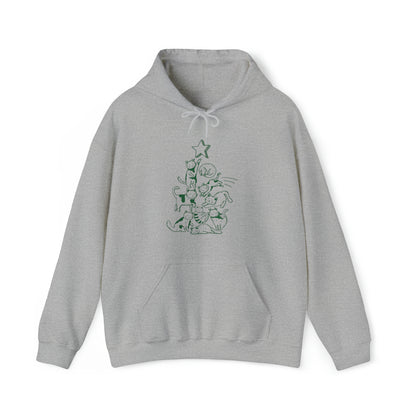 Festive Threads | Christmas Cat Tree Unisex Heavy Blend™ Hooded Sweatshirt