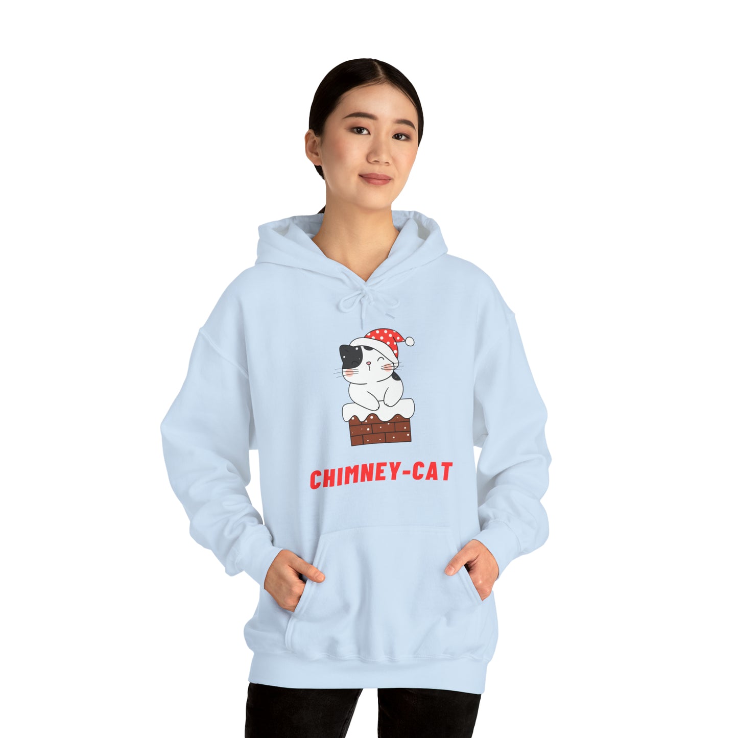 Festive Threads | Christmas Chimney Cat Unisex Heavy Blend™ Hooded Sweatshirt