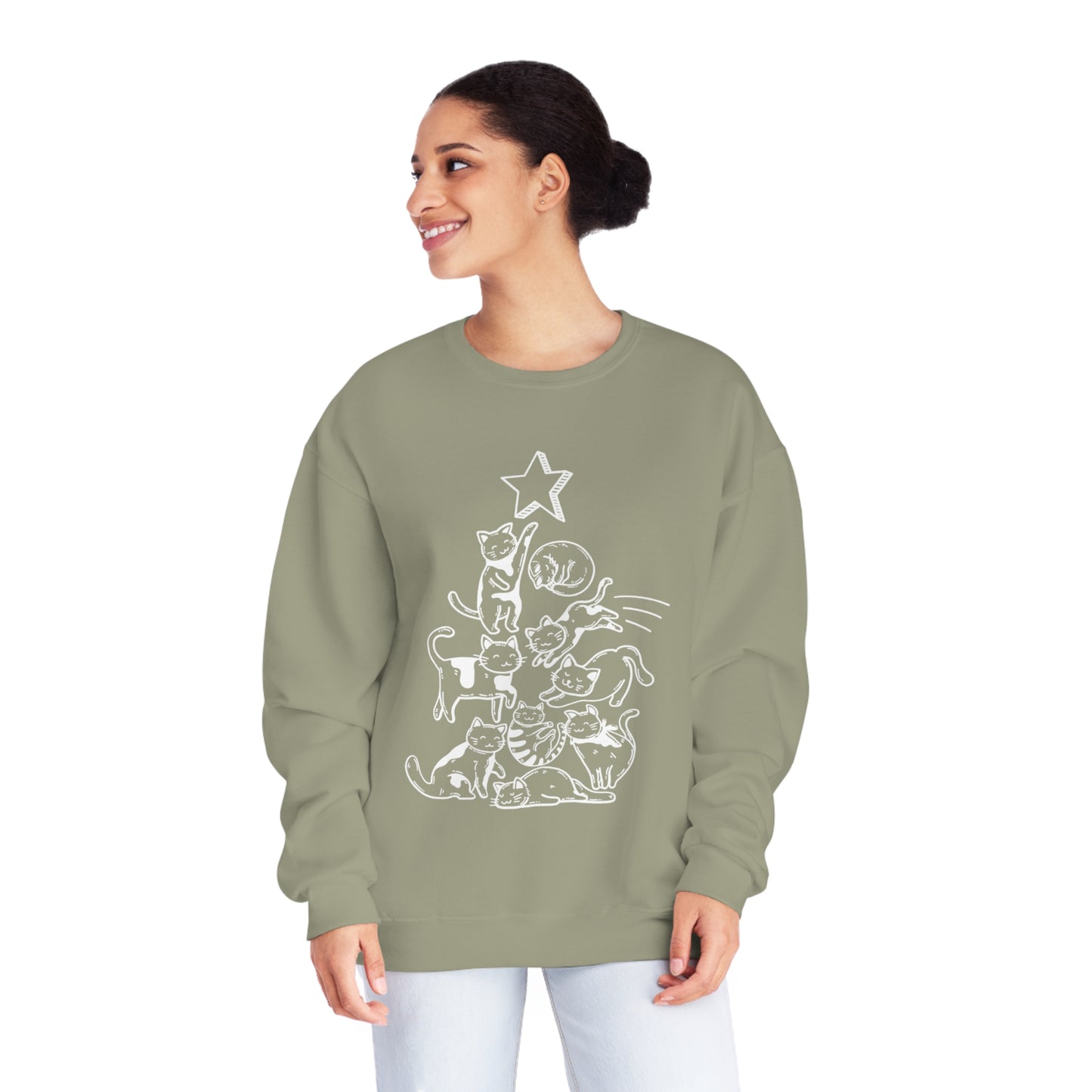 Festive Threads | Christmas Cat Tree Unisex NuBlend® Crewneck Sweatshirt