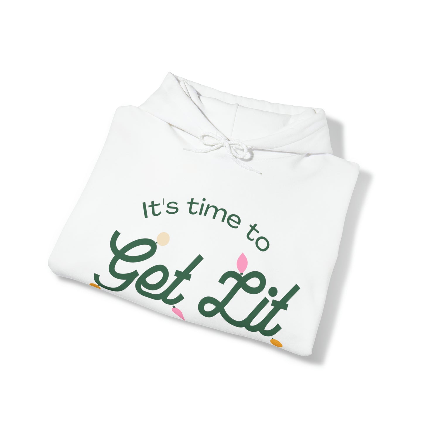 Festive Threads | Christmas Its Time To Get Lit Unisex Heavy Blend™ Hooded Sweatshirt