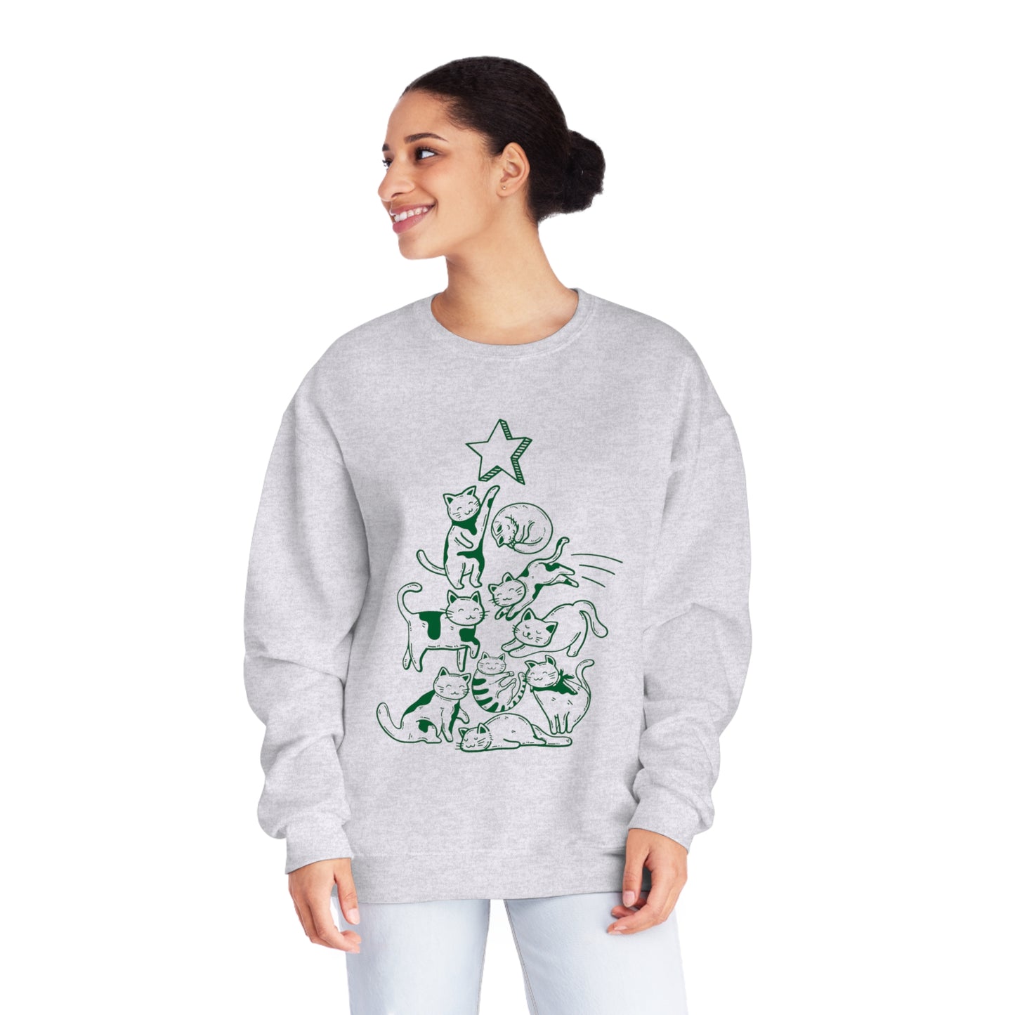 Festive Threads | Christmas Cat Tree Unisex NuBlend® Crewneck Sweatshirt