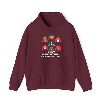 Festive Threads | Christmas So Many Sweaters Unisex Heavy Blend™ Hooded Sweatshirt