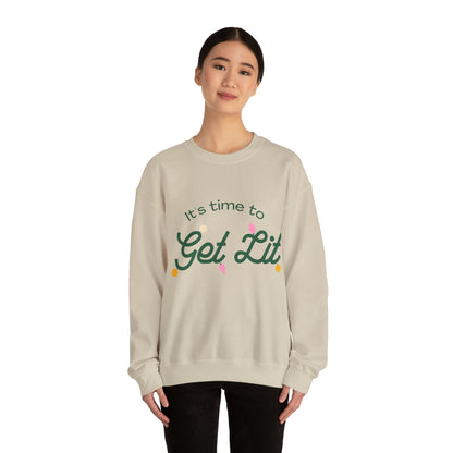 Festive Threads | Christmas Its Time To Get Lit Unisex Heavy Blend™ Crewneck Sweatshirt