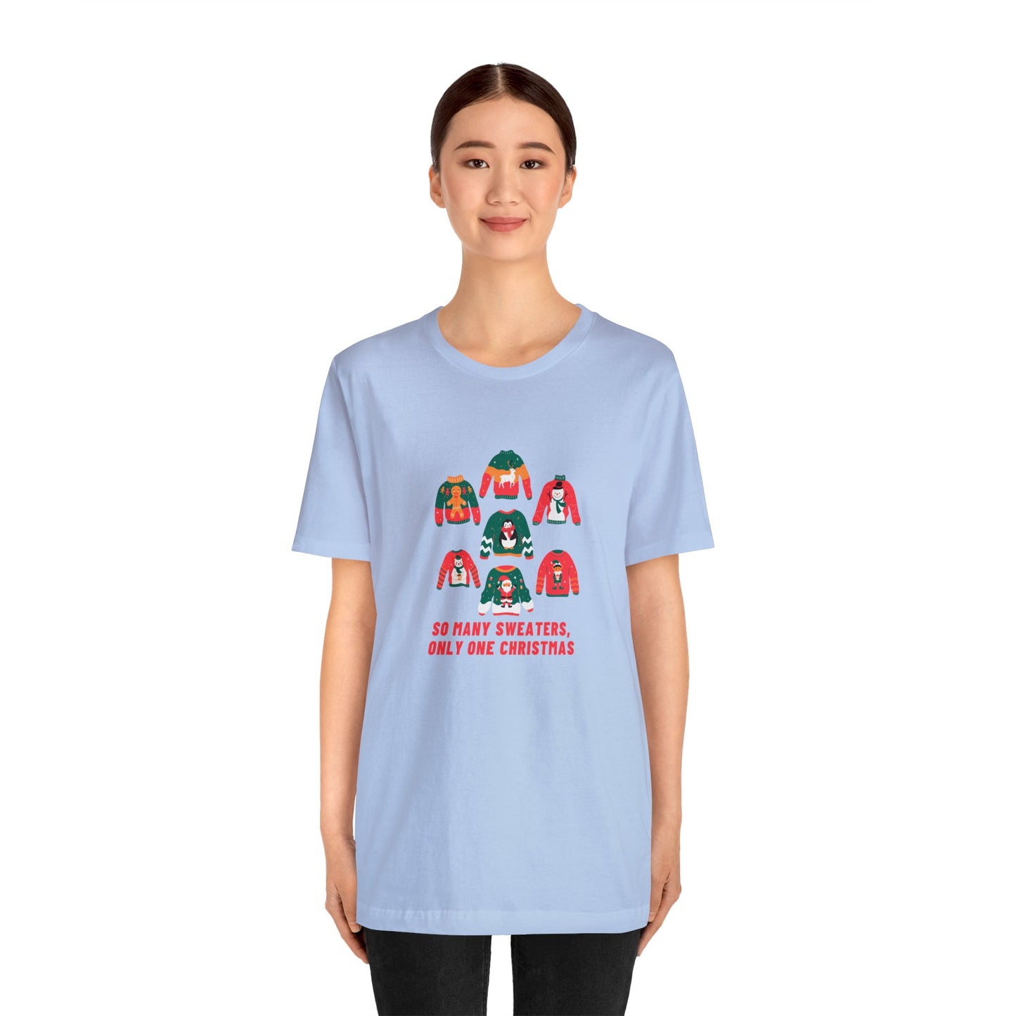 Festive Threads | Christmas So Many Sweaters Unisex Jersey Short Sleeve Tee