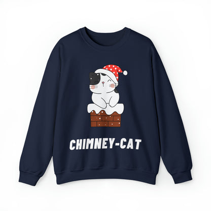 Festive Threads | Christmas Chimney Cat Unisex Heavy Blend™ Crewneck Sweatshirt