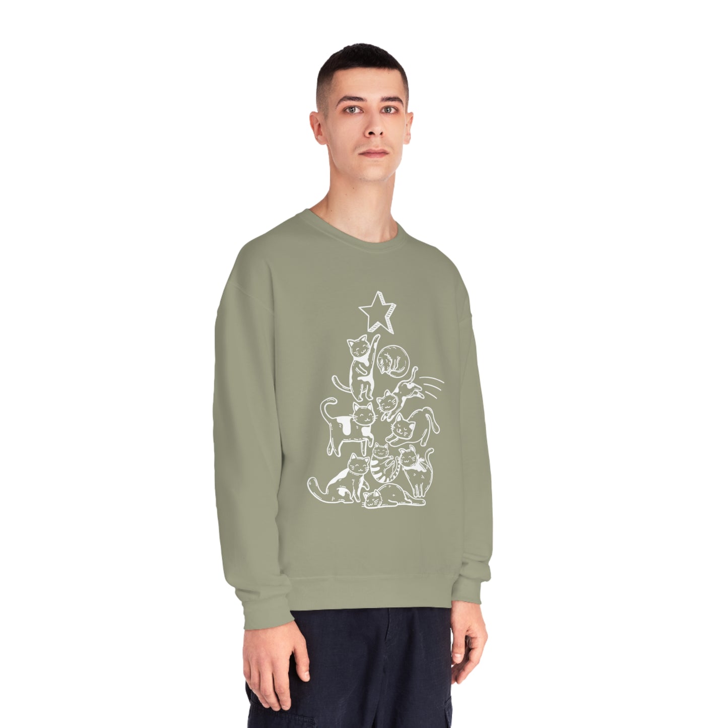 Festive Threads | Christmas Cat Tree Unisex NuBlend® Crewneck Sweatshirt