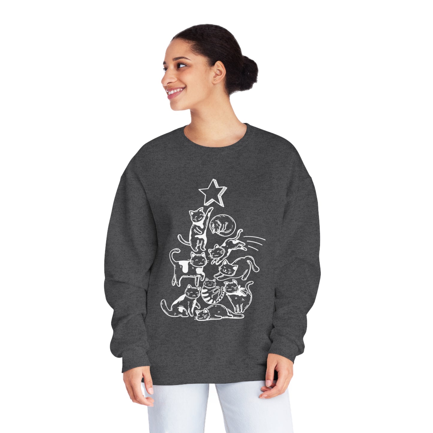 Festive Threads | Christmas Cat Tree Unisex NuBlend® Crewneck Sweatshirt