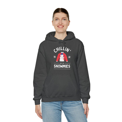 Festive Threads | Christmas Chillin With The Snowmies Unisex Heavy Blend™ Hooded Sweatshirt