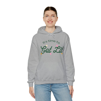 Festive Threads | Christmas Its Time To Get Lit Unisex Heavy Blend™ Hooded Sweatshirt