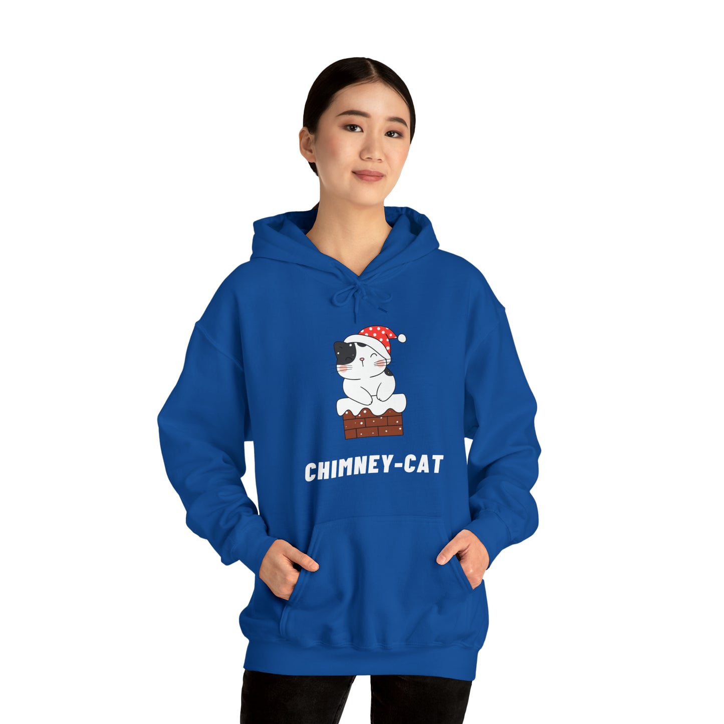 Festive Threads | Christmas Chimney Cat Unisex Heavy Blend™ Hooded Sweatshirt