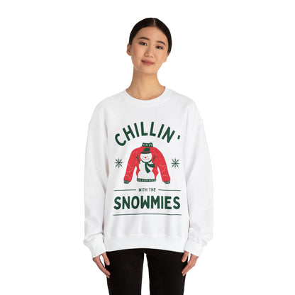 Festive Threads | Christmas Chillin With The Snowmies Unisex Heavy Blend™ Crewneck Sweatshirt