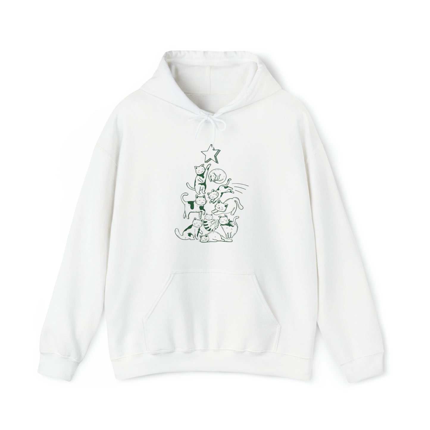 Festive Threads | Christmas Cat Tree Unisex Heavy Blend™ Hooded Sweatshirt