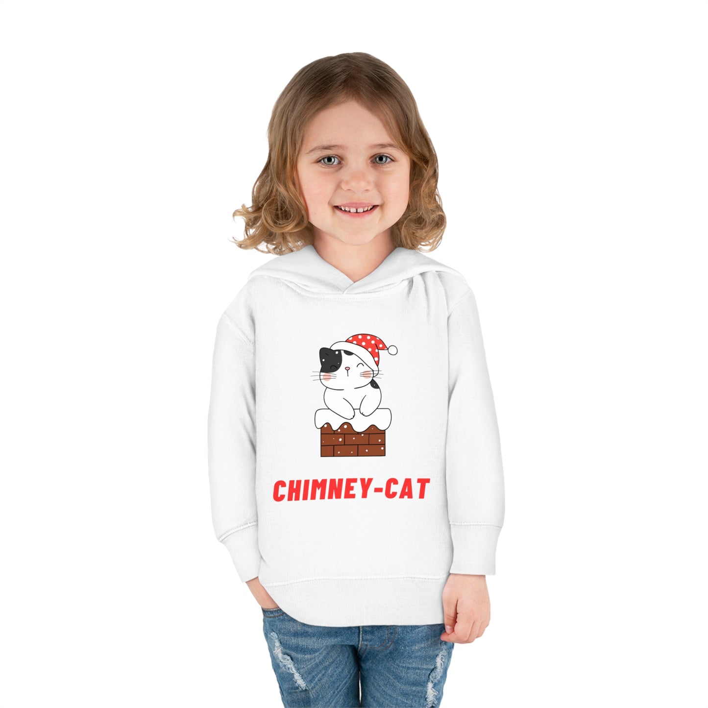 Festive Threads | Christmas Chimney Cat Toddler Pullover Fleece Hoodie