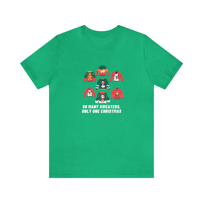 Festive Threads | Christmas So Many Sweaters Unisex Jersey Short Sleeve Tee