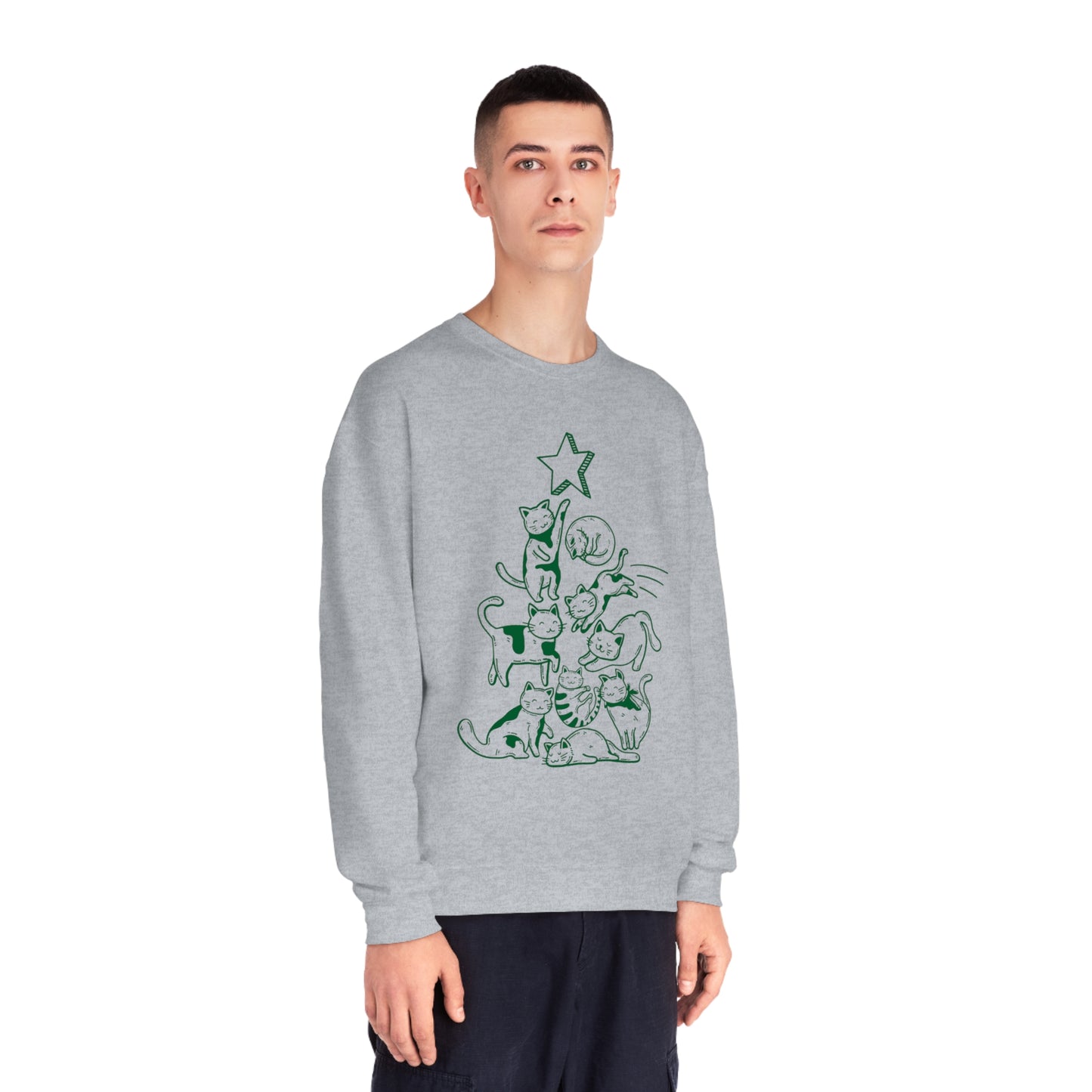 Festive Threads | Christmas Cat Tree Unisex NuBlend® Crewneck Sweatshirt