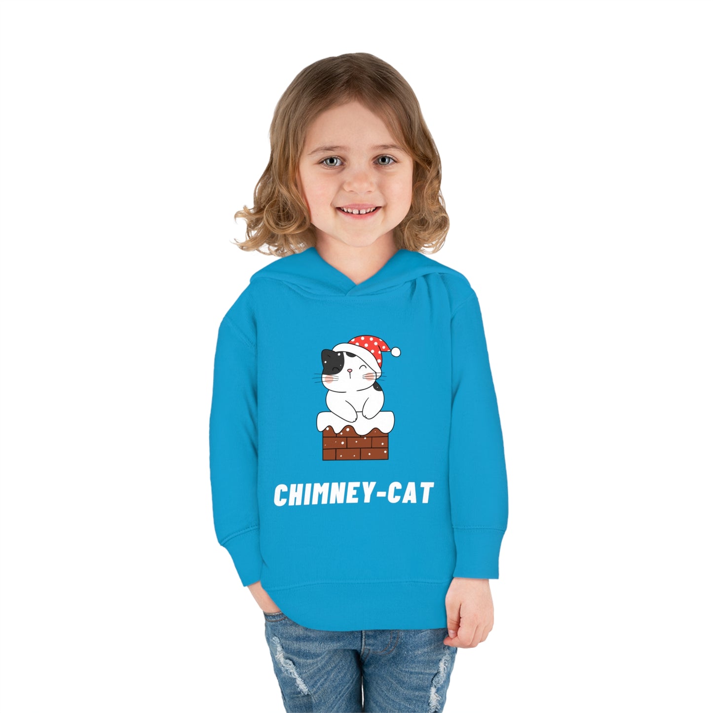 Festive Threads | Christmas Chimney Cat Toddler Pullover Fleece Hoodie