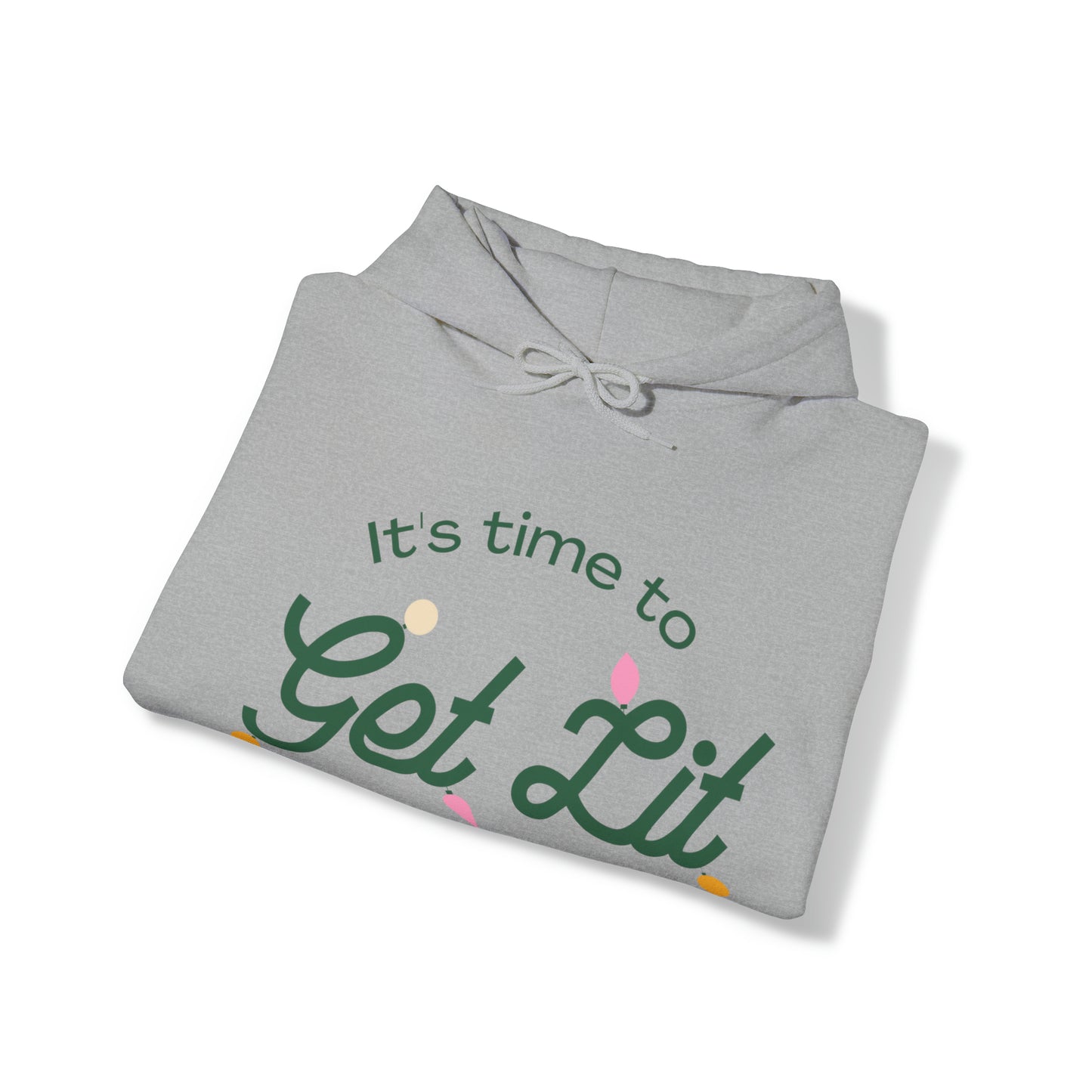 Festive Threads | Christmas Its Time To Get Lit Unisex Heavy Blend™ Hooded Sweatshirt