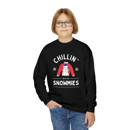 Festive Threads | Christmas Chillin With The Snowmies Youth Crewneck Sweatshirt