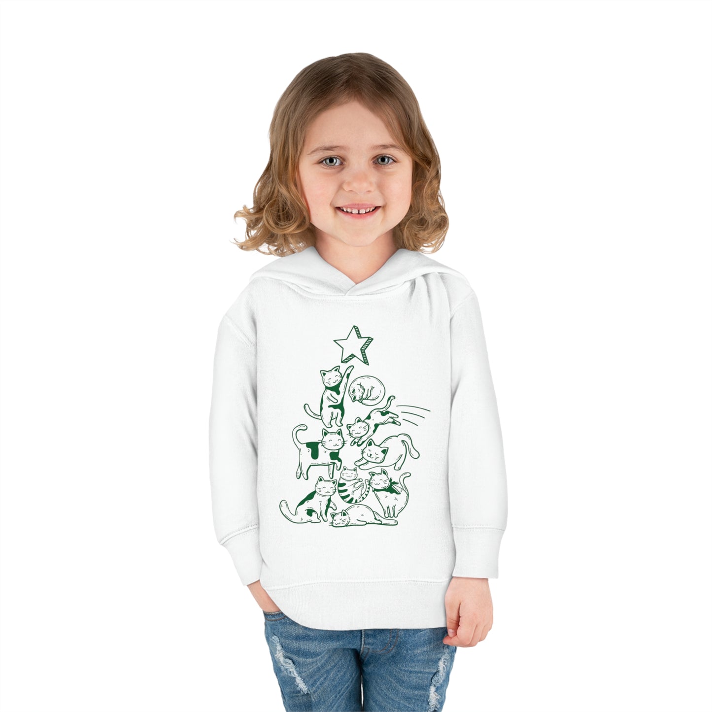 Festive Threads | Christmas Cat Tree Toddler Pullover Fleece Hoodie