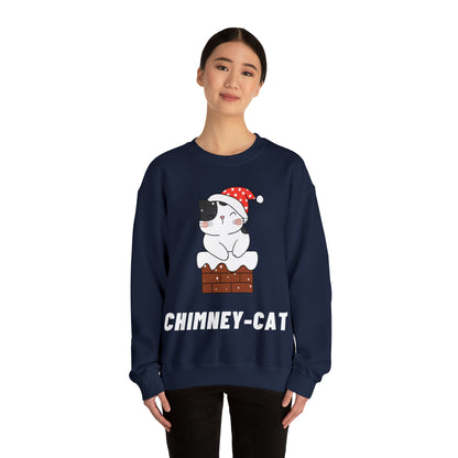 Festive Threads | Christmas Chimney Cat Unisex Heavy Blend™ Crewneck Sweatshirt