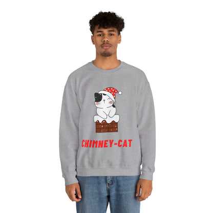 Festive Threads | Christmas Chimney Cat Unisex Heavy Blend™ Crewneck Sweatshirt