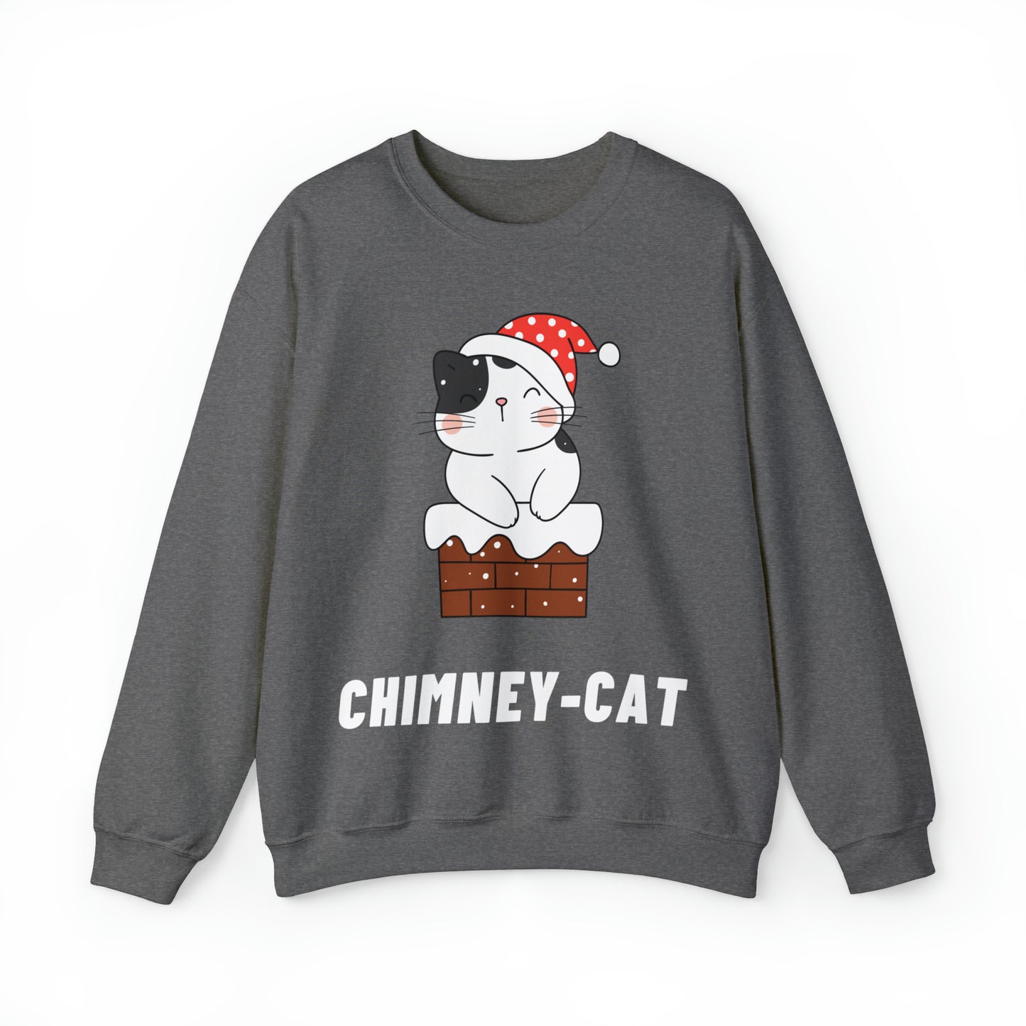 Festive Threads | Christmas Chimney Cat Unisex Heavy Blend™ Crewneck Sweatshirt