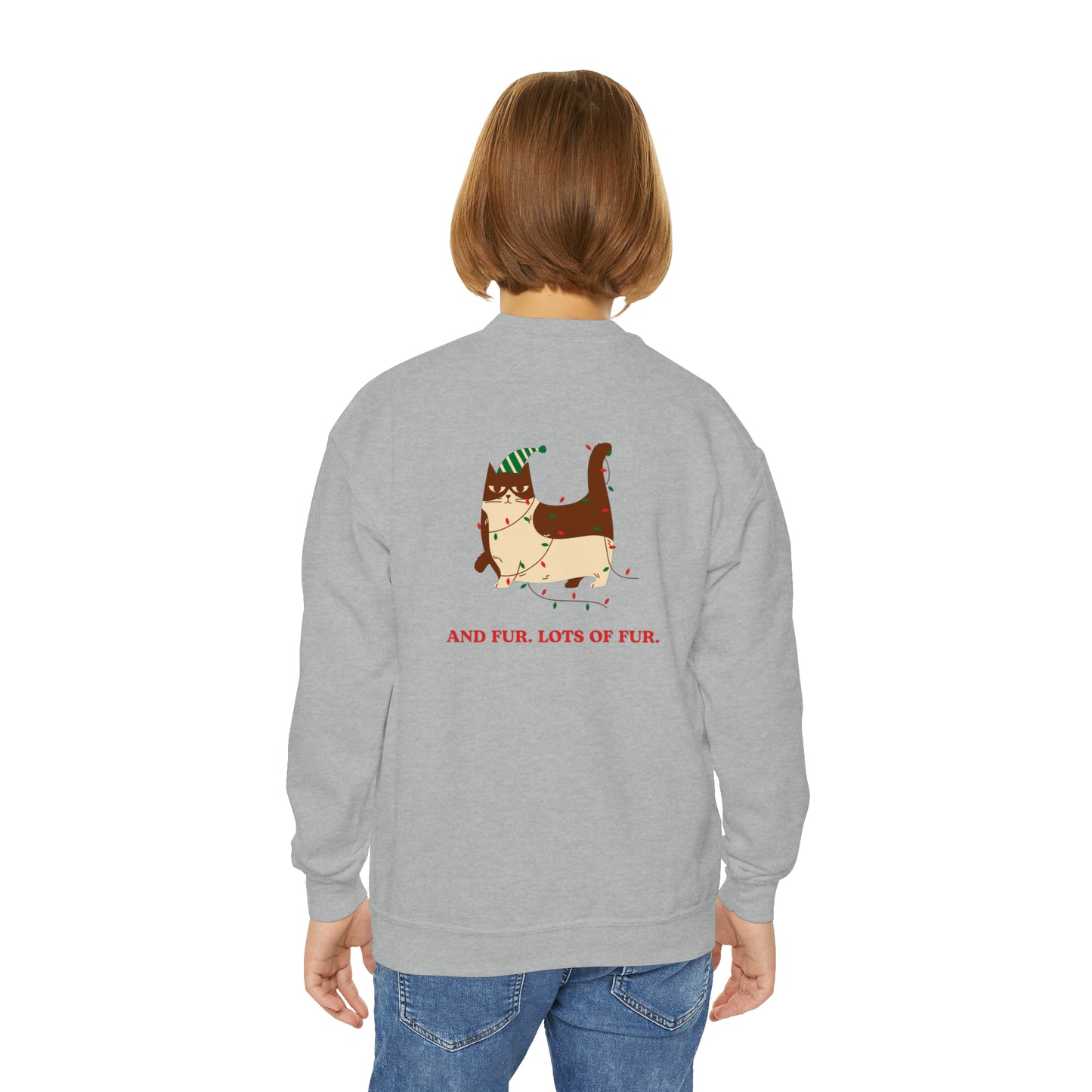 Festive Threads | Christmas Santa Paws Youth Crewneck Sweatshirt