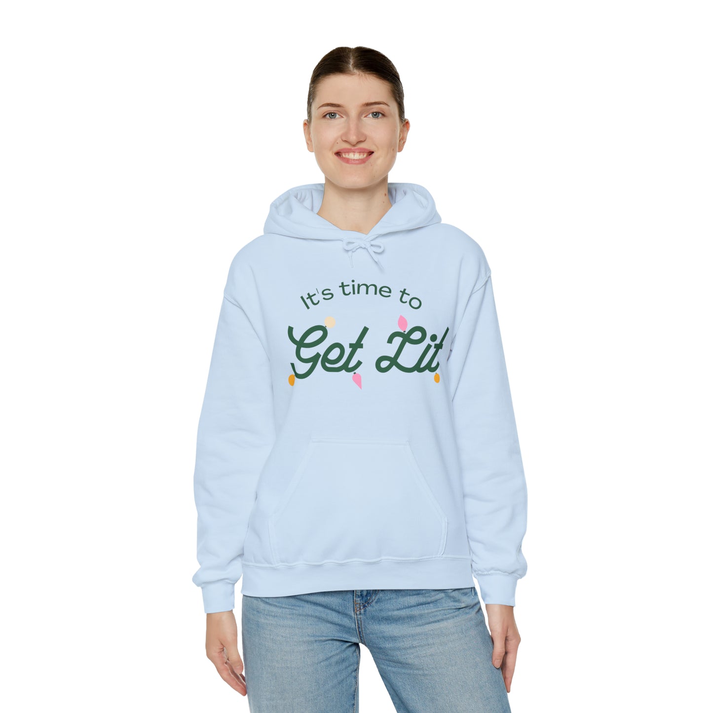 Festive Threads | Christmas Its Time To Get Lit Unisex Heavy Blend™ Hooded Sweatshirt