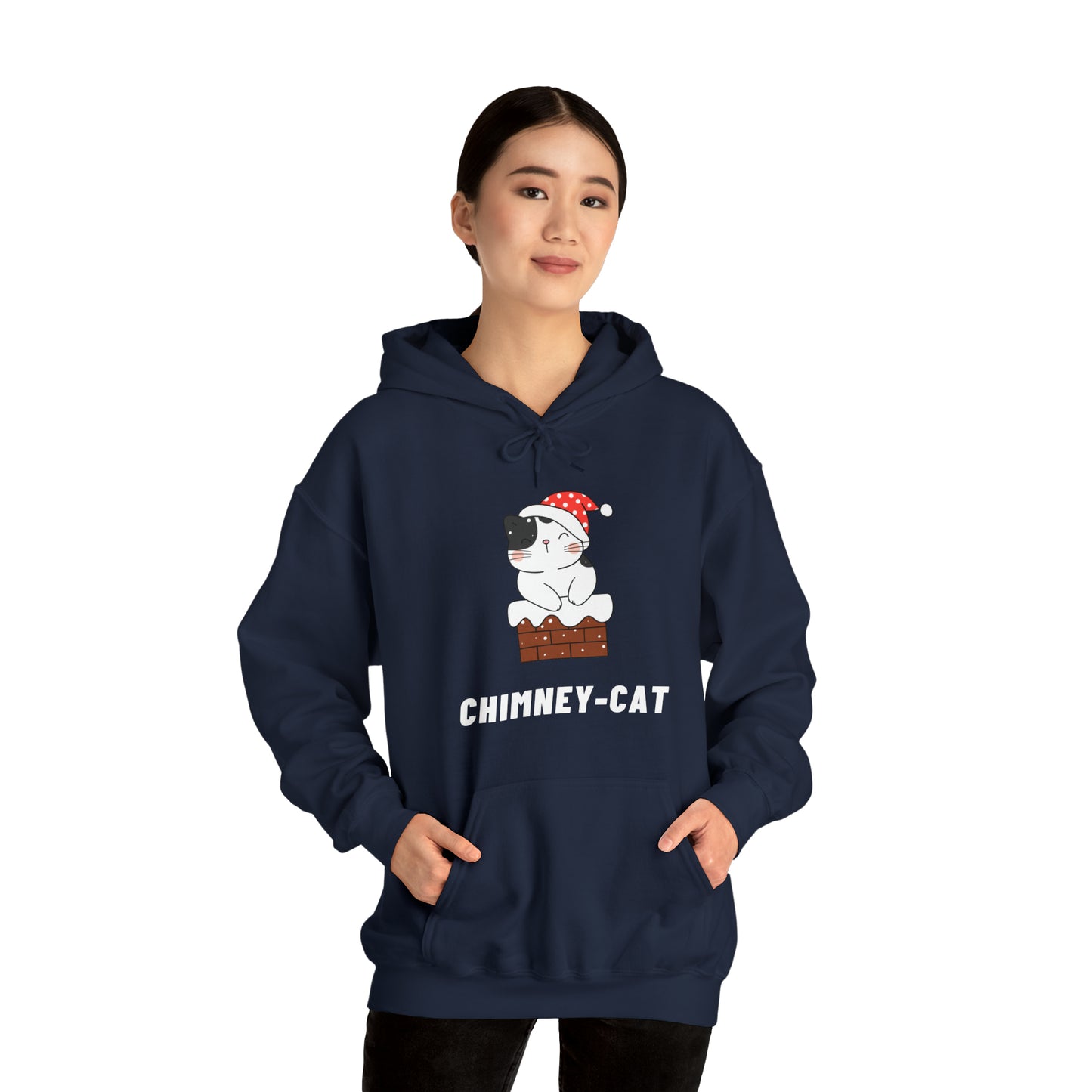 Festive Threads | Christmas Chimney Cat Unisex Heavy Blend™ Hooded Sweatshirt