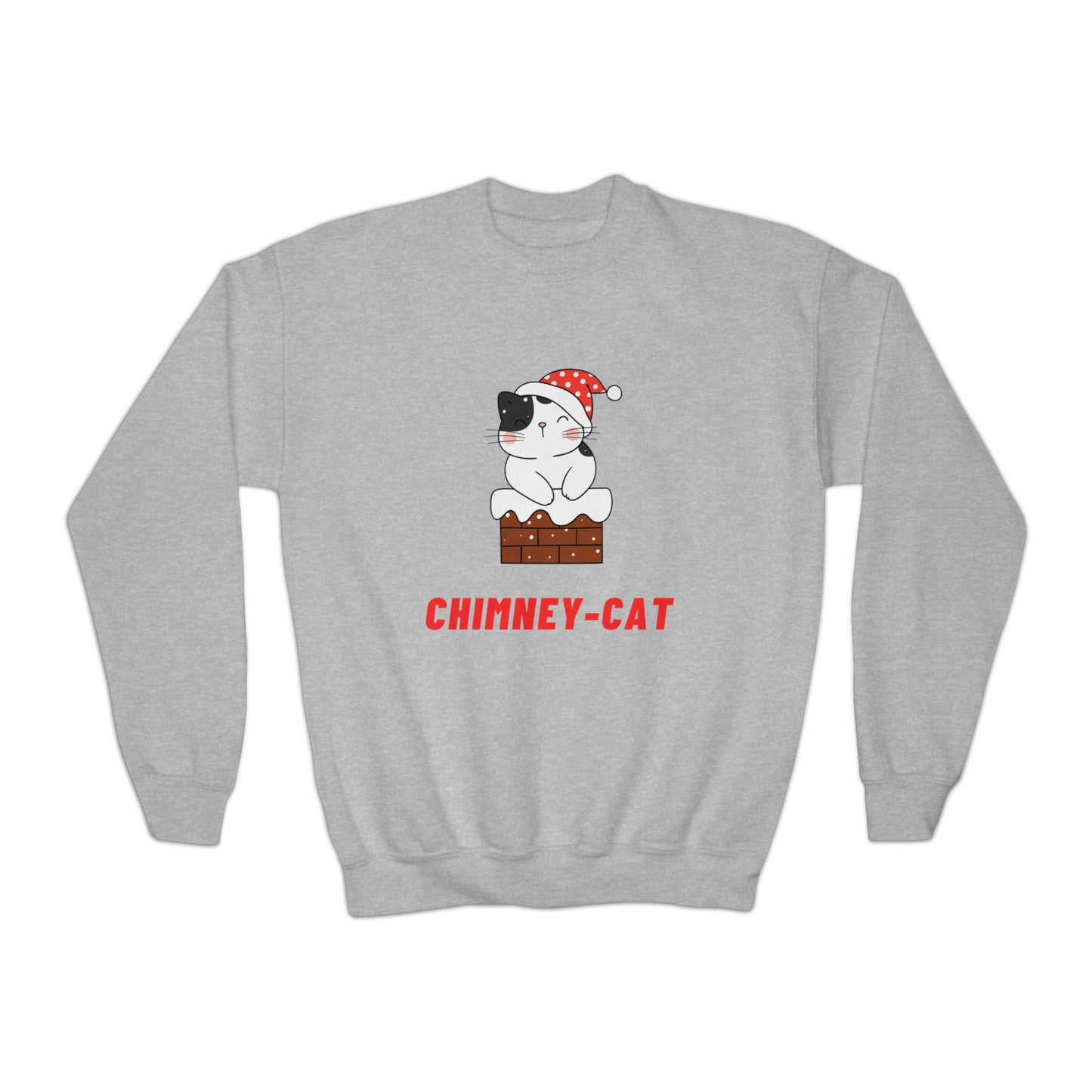 Festive Threads | Christmas Chimney Cat Youth Crewneck Sweatshirt