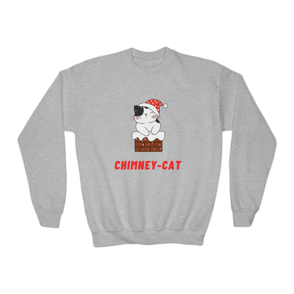 Festive Threads | Christmas Chimney Cat Youth Crewneck Sweatshirt