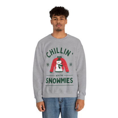 Festive Threads | Christmas Chillin With The Snowmies Unisex Heavy Blend™ Crewneck Sweatshirt