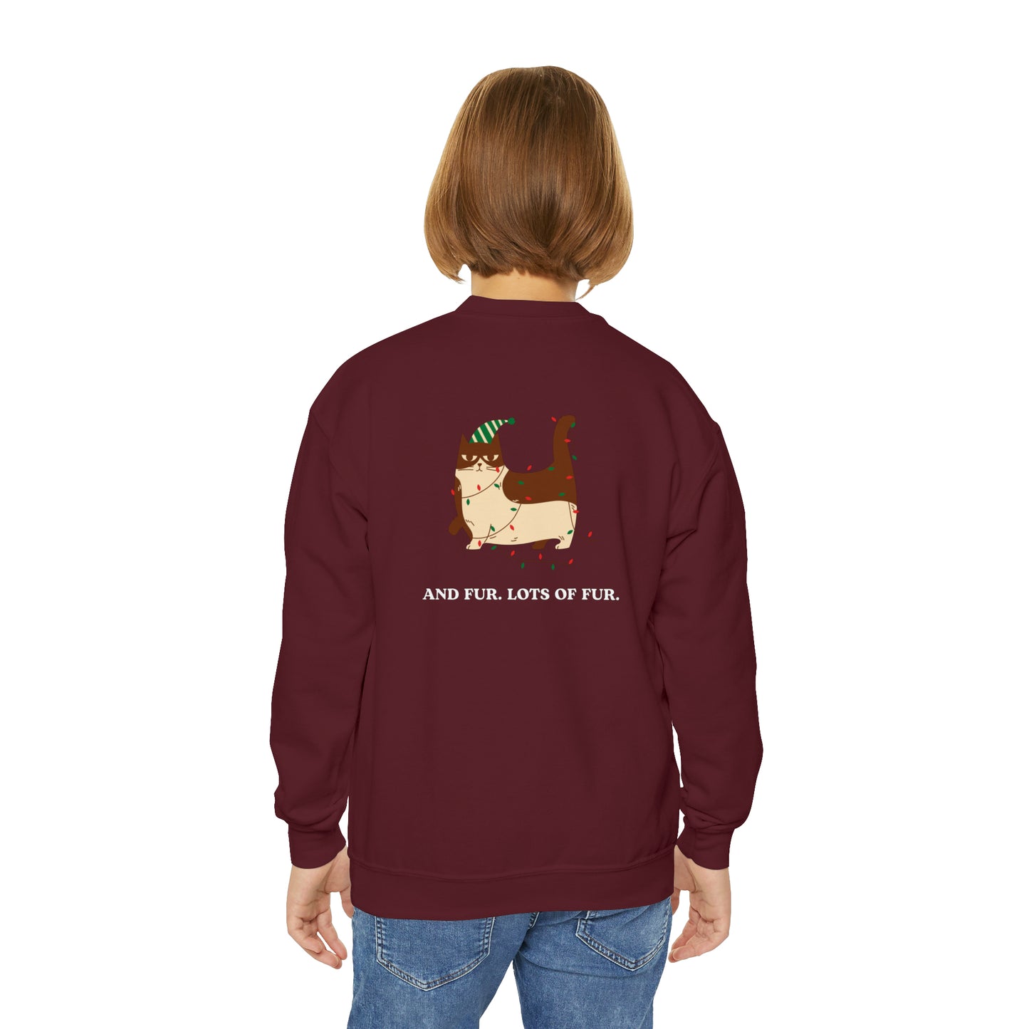 Festive Threads | Christmas Santa Paws Youth Crewneck Sweatshirt