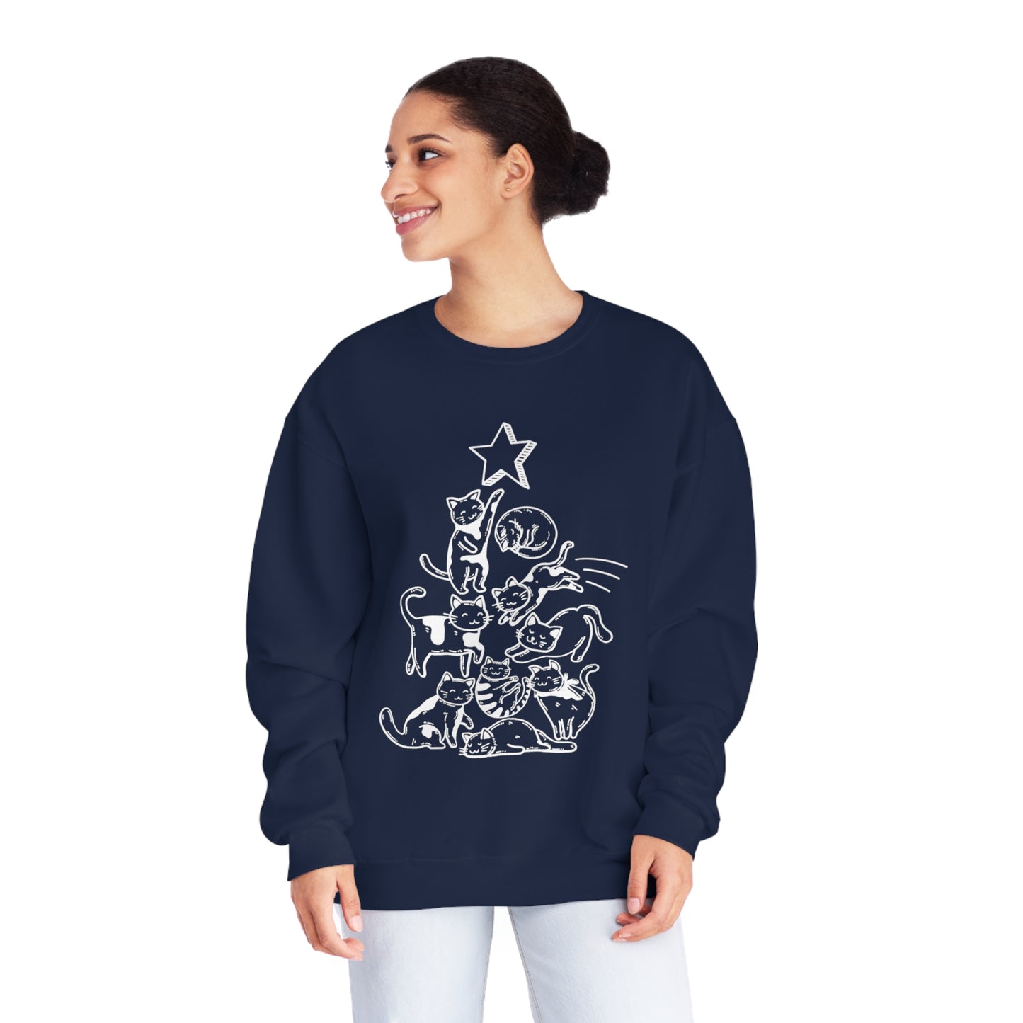 Festive Threads | Christmas Cat Tree Unisex NuBlend® Crewneck Sweatshirt