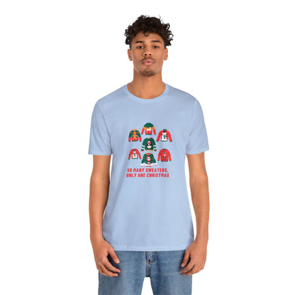 Festive Threads | Christmas So Many Sweaters Unisex Jersey Short Sleeve Tee