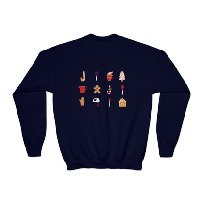 Festive Threads | Christmas Baking Crew Youth Crewneck Sweatshirt