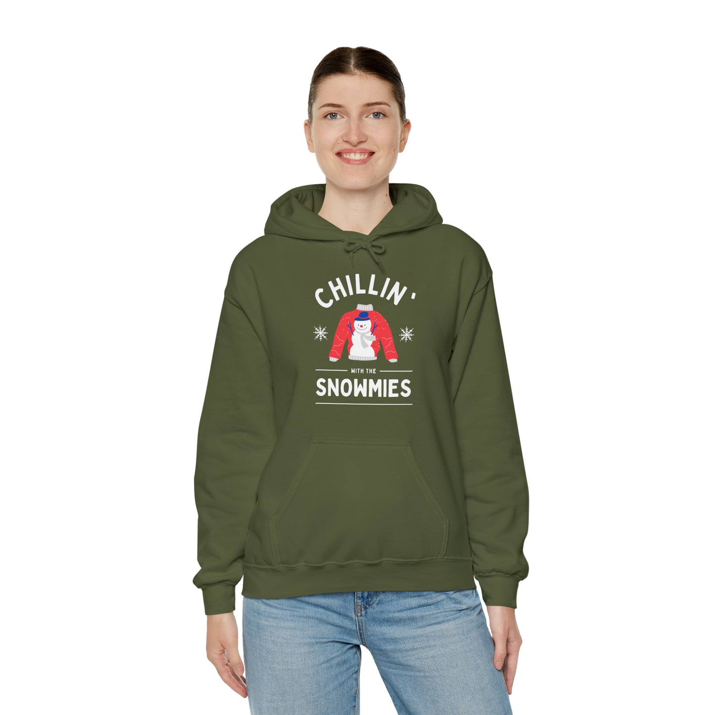 Festive Threads | Christmas Chillin With The Snowmies Unisex Heavy Blend™ Hooded Sweatshirt