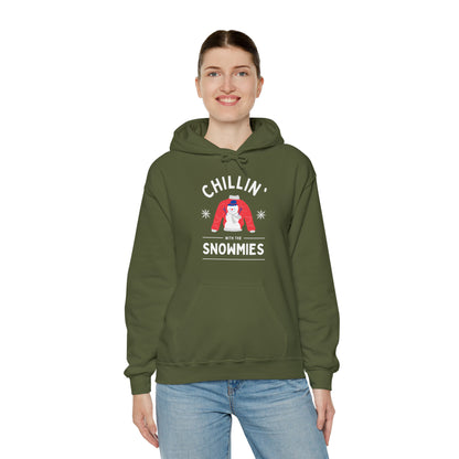 Festive Threads | Christmas Chillin With The Snowmies Unisex Heavy Blend™ Hooded Sweatshirt