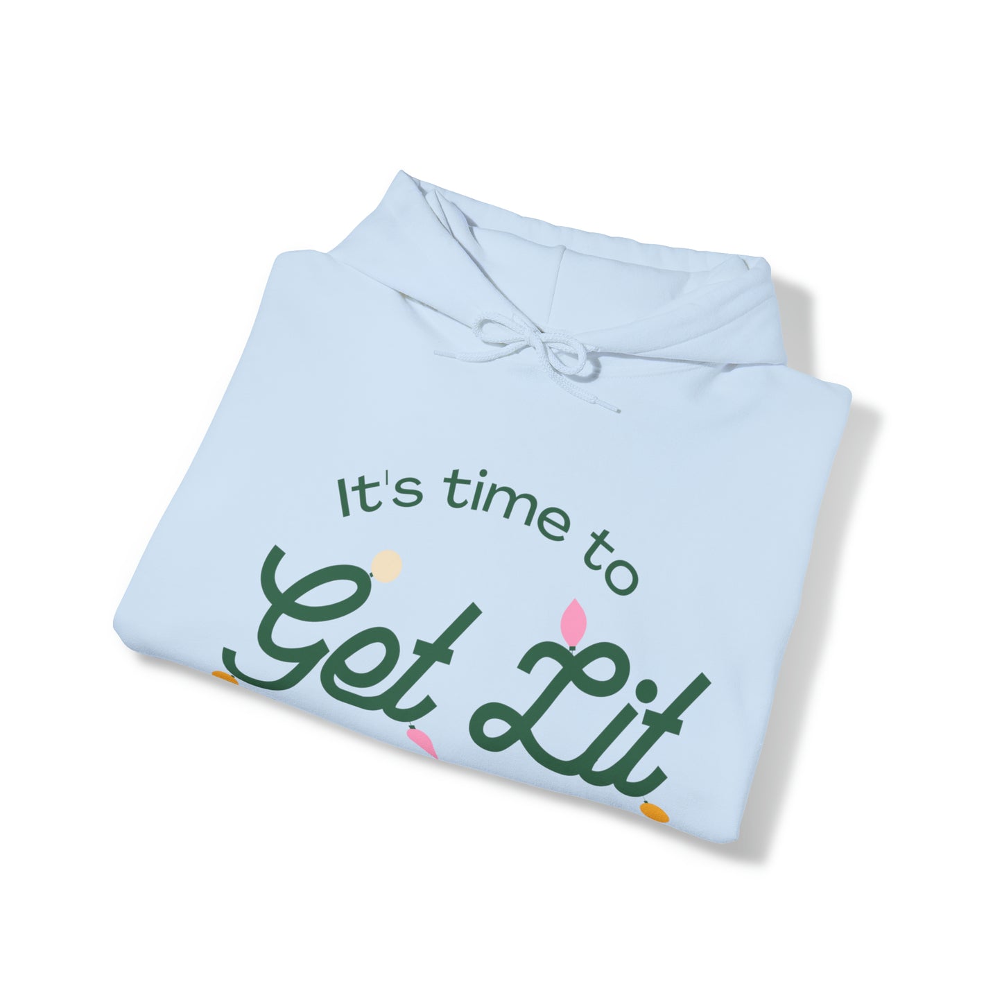 Festive Threads | Christmas Its Time To Get Lit Unisex Heavy Blend™ Hooded Sweatshirt