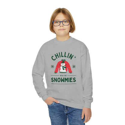 Festive Threads | Christmas Chillin With The Snowmies Youth Crewneck Sweatshirt