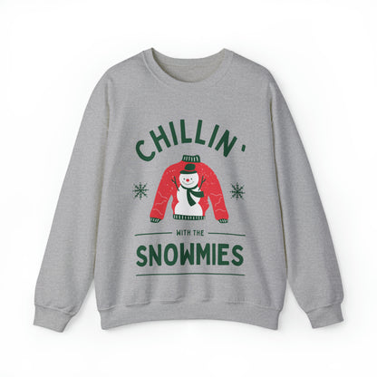 Festive Threads | Christmas Chillin With The Snowmies Unisex Heavy Blend™ Crewneck Sweatshirt