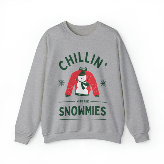 Festive Threads | Christmas Chillin With The Snowmies Unisex Heavy Blend™ Crewneck Sweatshirt