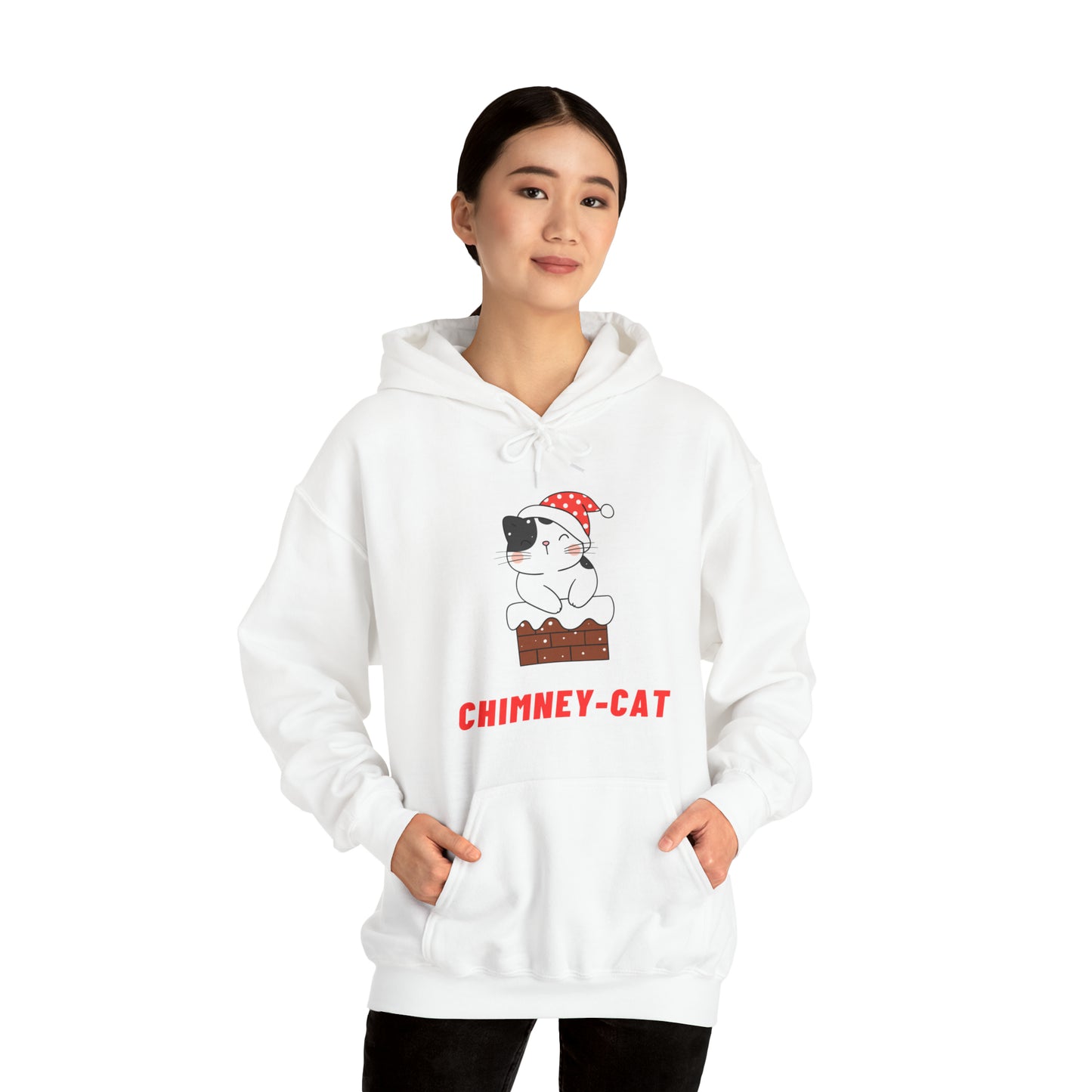 Festive Threads | Christmas Chimney Cat Unisex Heavy Blend™ Hooded Sweatshirt