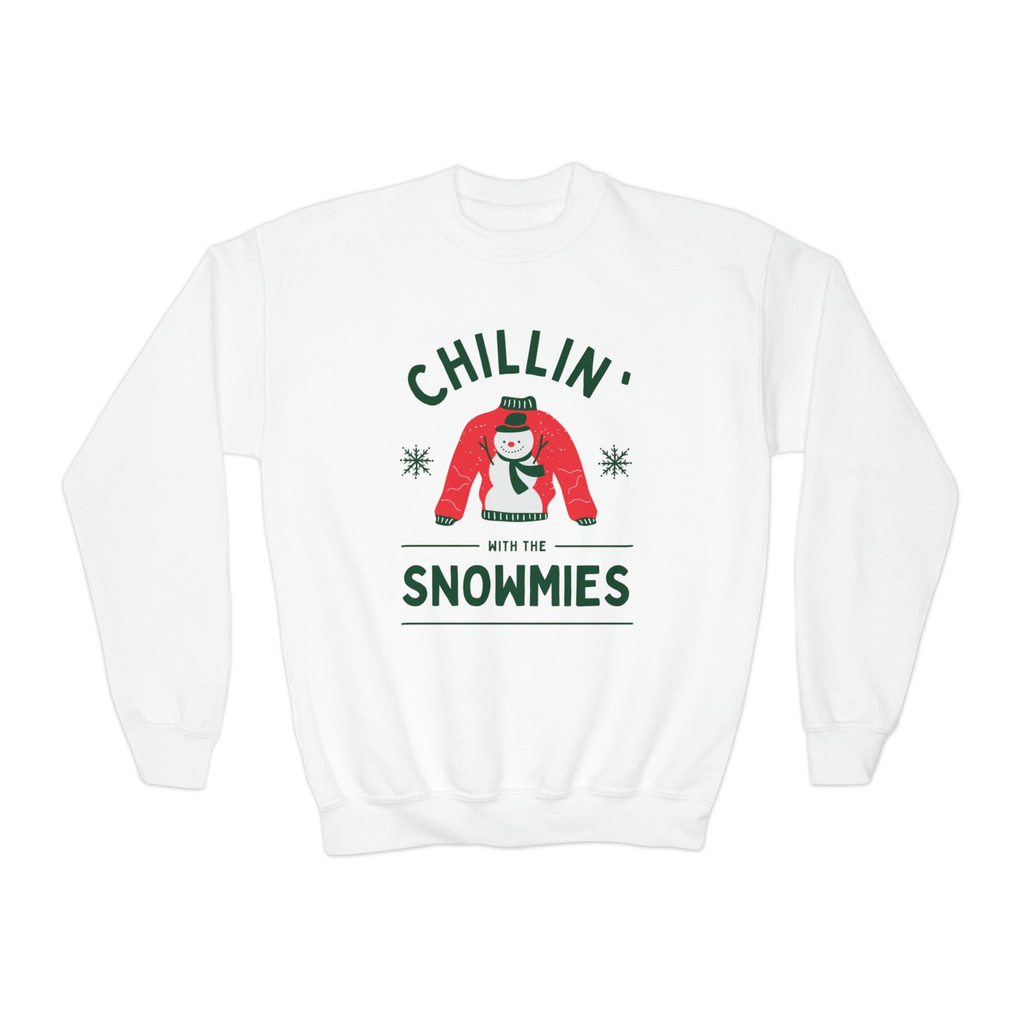 Festive Threads | Christmas Chillin With The Snowmies Youth Crewneck Sweatshirt