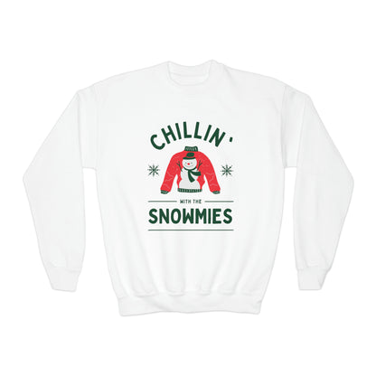 Festive Threads | Christmas Chillin With The Snowmies Youth Crewneck Sweatshirt