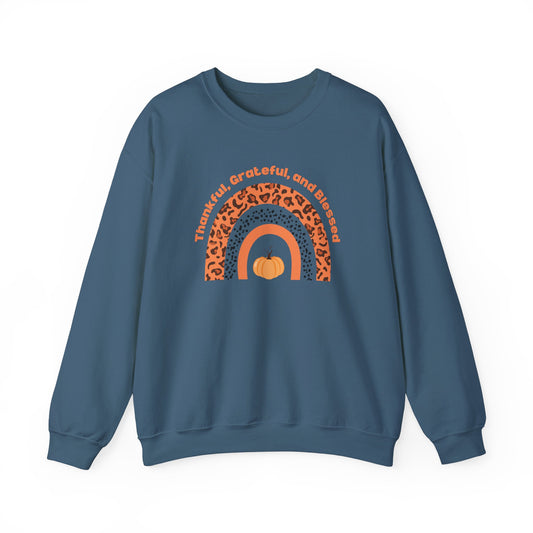 Festive Threads | Thanksgiving | Thankful, Grateful, & Blessed Unisex Heavy Blend™ Crewneck Sweatshirt