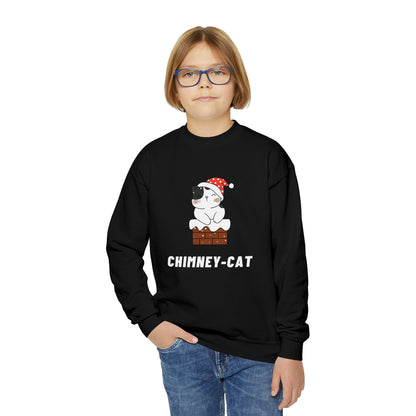 Festive Threads | Christmas Chimney Cat Youth Crewneck Sweatshirt